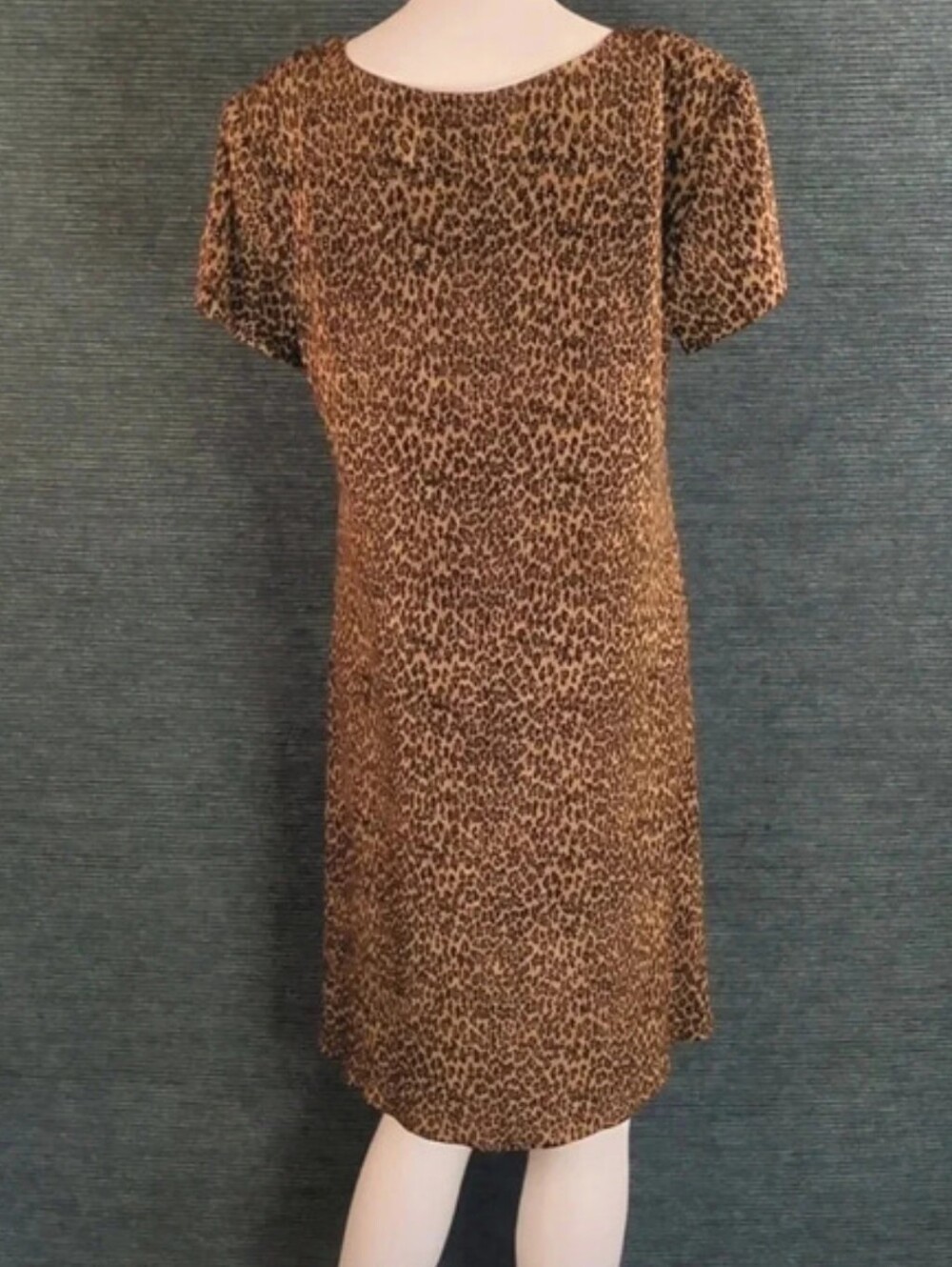 Vintage 80s Jessica Howard Glitter Leopard Print Swing Dress - Picture 5 of 12